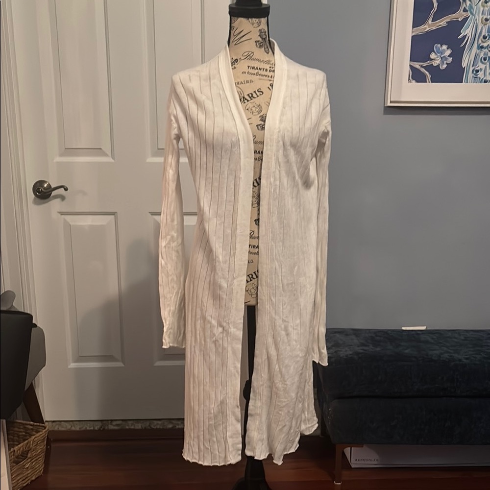 Free People White Long Cardigan